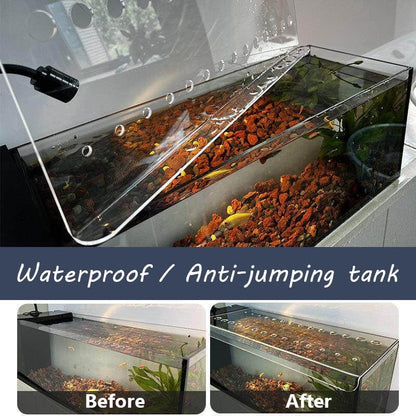 Cuttable Aquarium Cover, Clear Fish Tank Hood Cover 3/4/5mm Thick, Feeding Door Fish Tank Cover with Vent Port(10x8in) - size: 10x8in