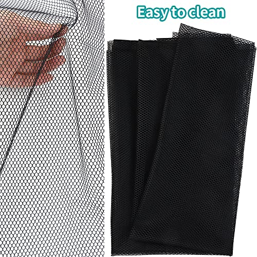 FSWCCK Black Mesh Fabric, 62 x 59 Inch Soft Mesh Netting Slightly Stretchy for Shopping Bag, Backpack Pocket and Straps and Netting Clothes (Black) - color: Black