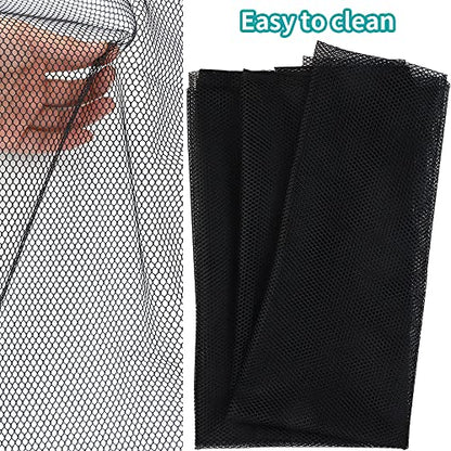 FSWCCK Black Mesh Fabric, 62 x 59 Inch Soft Mesh Netting Slightly Stretchy for Shopping Bag, Backpack Pocket and Straps and Netting Clothes (Black) - color: Black