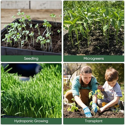 Upgraded 20 Pack Plant Growing Trays Seed Starting Tray Microgreens Growing Trays Seedling Plant Germination Starter Tray Transplant Fodder Flats, No Holes, No Leakage, Reusable (1015) - size: 1015