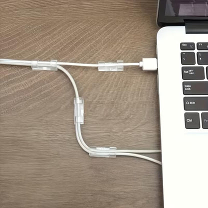 Adhesive Cable Holders 100 Pack Clear Plastic Clips with Peel and Stick Backing for Organizing Power Cords on Walls and Under Desks, 100pcs