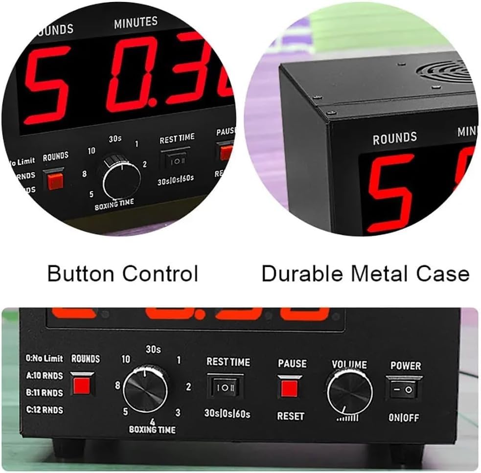 Boxing Timer, Professional Gym Interval Timer with LED Display, Portable Design, Adjustable Sound & Stopwatch, Selectable Training Time & Cycle Repetitions - color: Blue