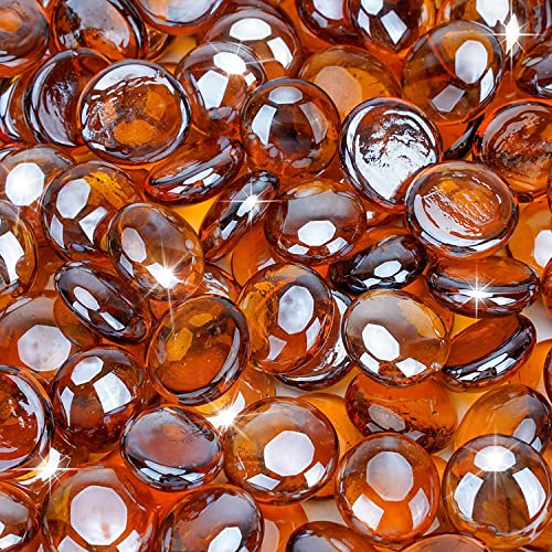 OnlyFire Fire Pit Glass Rocks 10 lbs, High Luster Fire Glass Beads 1/2 Inch, Tempered Glass Marbles for Propane/Natural Gas Fire Pit, Fireplace, Multicolor & Blends Available - color: Caramel