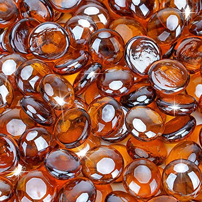 OnlyFire Fire Pit Glass Rocks 10 lbs, High Luster Fire Glass Beads 1/2 Inch, Tempered Glass Marbles for Propane/Natural Gas Fire Pit, Fireplace, Multicolor & Blends Available - color: Caramel