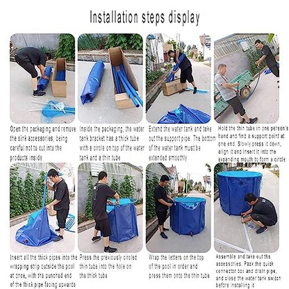 Fish Tank Aquarium Pool Pond with Metal Bracket Large Fold Fish Tank for Breeding Koi Agricultural, Round Pool Above Ground(1X1M/785L) - size: 1X1M/785L