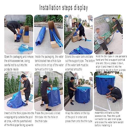 Fish Tank Aquarium Pool Pond with Metal Bracket Large Fold Fish Tank for Breeding Koi Agricultural, Round Pool Above Ground(1X0.6M/470L) - size: 1X0.6M/470L
