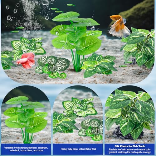12 Pcs Betta Fish Tank Decor，Silk Aquarium Plants Green Fish Tanks Decoration Plants, Aquarium Decorations Green Plants - size: 12 Pcs Silk Aquarium Plants（Style A）