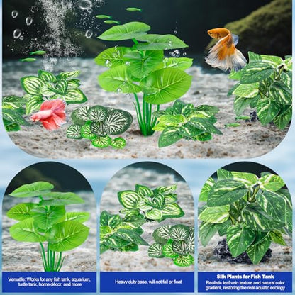 12 Pcs Betta Fish Tank Decor，Silk Aquarium Plants Green Fish Tanks Decoration Plants, Aquarium Decorations Green Plants - size: 12 Pcs Silk Aquarium Plants（Style A）