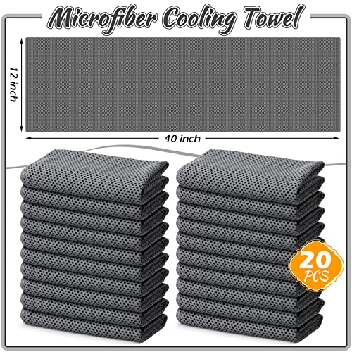 Redbaker 20 Pcs Cooling Towel Ice Towel with Bag for Neck Face, Dark Gray - color: Dark Gray