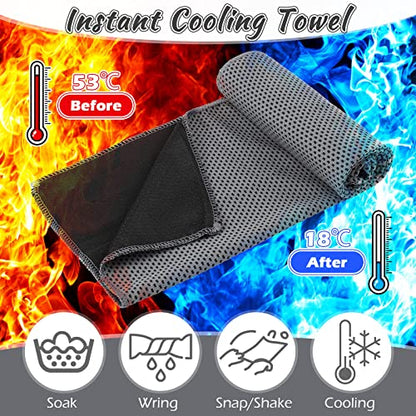 Redbaker 20 Pcs Cooling Towel Ice Towel with Bag for Neck Face, Dark Gray - color: Dark Gray