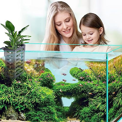 Upgraded Hanging Aquarium Plant Holder,2 Pcs Plastic Aquatic Plant Holders with Hooks and Suction Cups for Fish Tank Plant Decoration