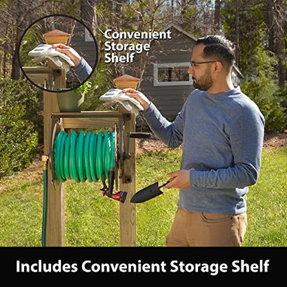 Liberty GARDEN 704 Decorative Cast Aluminum Wall Mount Garden Hose Reel, Holds 125-Feet of 5/8-Inch Hose - Bronze - style: No Hose Guide