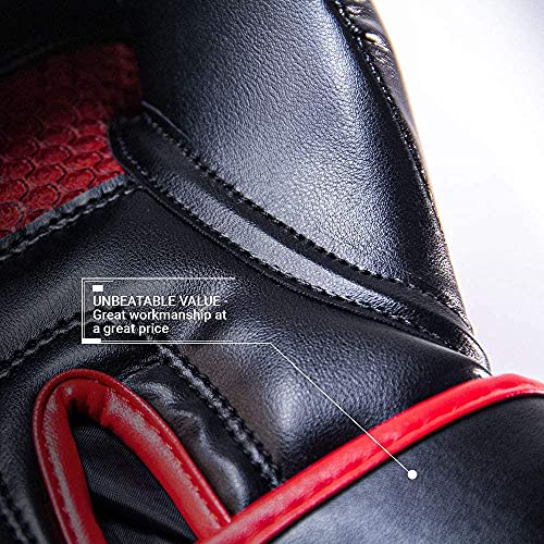 Revgear Premier Boxing Gloves, Kickboxing, Training Sessions with Speed Bag - color: Red/Black, size: 12 OZ