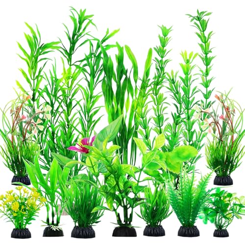 12pcs Fish Tank Accessories Aquarium Decorations Green Plants, Green Fish Tanks Decoration Plants, Fish Tank Decor, Aquarium Decor Plastic Plants