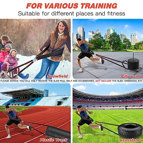 ATENTO Sled Pulling Belt, Adjustable Closure Sled Training Waist Belt,Weight Sled Pull Belt for Tire or Sled Pulling, Squat,Leg Muscles Strength Training, Agility, Resistance Training, Core Power Workout, Belt for Pulling with 2 Pulling Straps & 4 Hooks I