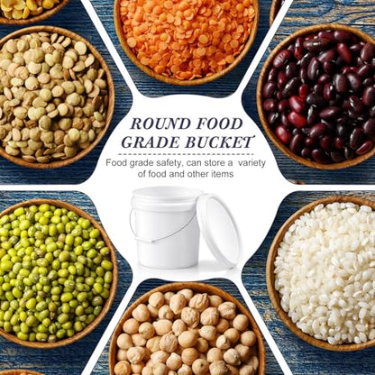 10 Pcs 3.5 Gallon Round Food Grade Bucket with Lid Plastic Buckets Pail with Handle Lid Heavy Duty Buckets for Storing Dry Food Charcoal Camping Fishing(White) - color: White, style: Round