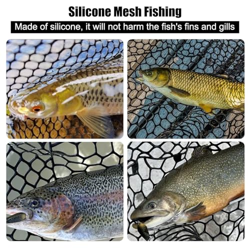Fishing Landing Net Trout Net Replacement Netting with Rubber Mesh for Fish Fly and Fishing Landing
