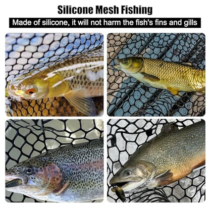 Fishing Landing Net Trout Net Replacement Netting with Rubber Mesh for Fish Fly and Fishing Landing