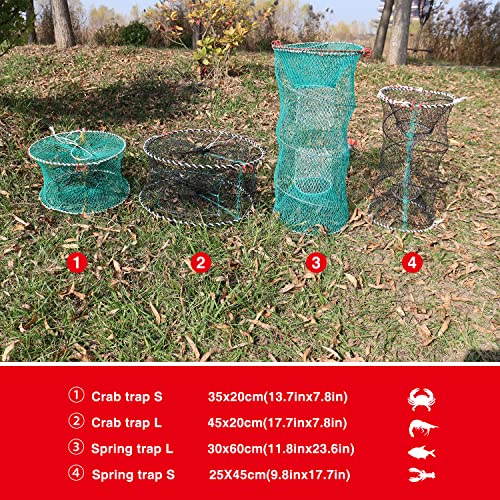 Crab Spring Trap 2 pcs - Bait Trap for Lobster, Crawfish, Shrimp, Portable Folding Collapsible Fishing Traps Nets Fishing Accessories - style: 2pcs X Crab Trap - Large
