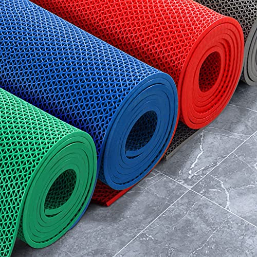 Drainage Non Slip Floor Mats Wet Area Commercial Mesh Rubber Flooring Mat Garage Pools Restaurant Bathroom Patio Outdoor Indoor Drain Splash Rug Mat,Blue,1.2×5M/4×16.4FT