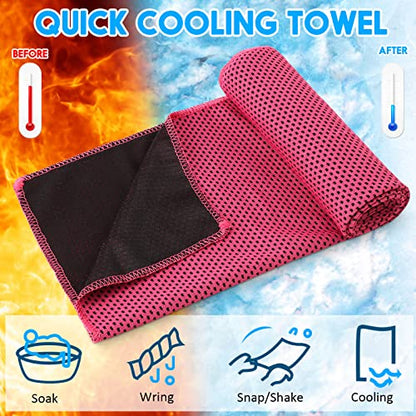 Redbaker 20 Pack Cooling Towels, 40"x12" Ice Breathable Soft Chilly Sweat Rag with Bags for Neck and Face Yoga Gym Running Golf Workout Sports Camping(Rose Red) - color: Rose Red