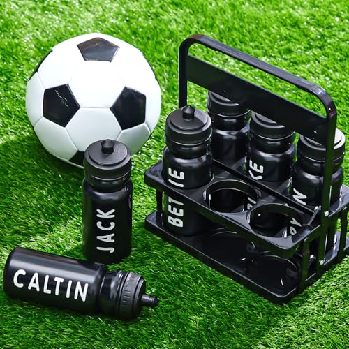 Suclain Squeeze Water Bottles with Carrier, 14 Pcs, Black - color: Black