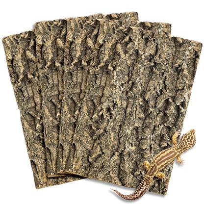 Fhiny 4 PCS Cork Bark Background, 11.6" x 7.7" Natural Cork Bark for Reptiles Bearded Dragon Climbing Backdrop Terrarium Habitat Wall Decor Accessories for Turtle Gecko Lizard Snake Spider Frog