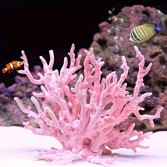 1pc Aquarium Scenery Resin Coral Ornament, Seaside Room Decor Coral, Pink - color: Pink Resin Coral