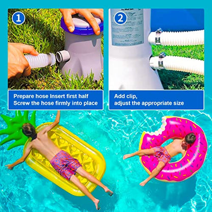 1.5" x 59" Pool Hoses for Above Ground Pools, Replacement Hose with Stainless Steel Clamps and Pipe Holders, Compatible with Intex, Coleman and Bestway Pool Pumps & Filters (4 pack Blue)