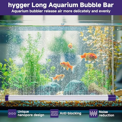 hygger 21.7 Inch Long Aquarium Bubble Bar, Ultra-Fine Quiet Oxygen Diffuser Bubble Curtain Wall, Self-Sinking Design Fish Tank Bubbler Decorations for Freshwater Saltwater - size: 21.7 Inch