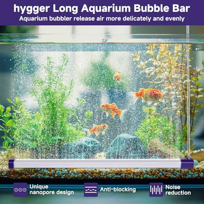 hygger 16.9 Inch Long Aquarium Bubble Bar, Ultra-Fine Quiet Oxygen Diffuser Bubble Curtain Wall, Self-Sinking Design Fish Tank Bubbler Decorations for Freshwater Saltwater - size: 16.9 Inch