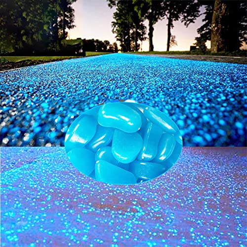 Glow in The Dark Rocks, 200PCS Fairy Garden Decorations Stones, Outdoor Decor for Patio Stepping Stone Kit, Pebbles for Plants/Yard/Backyard/Fish Tank/Pool Stuff,Blue