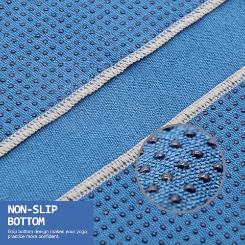 Eunzel Non Slip Hot Yoga Mat Towel with Grip Dots, 72" x 24" - color: Steel Blue