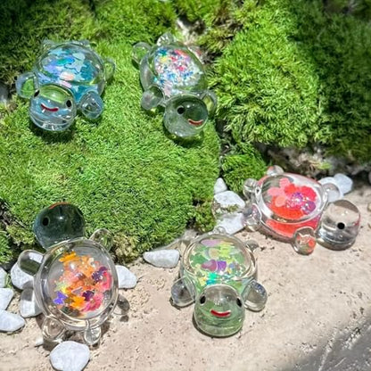 10PCS Phosphorescent Turtle Figurines - Glitter Resin Decor for Aquariums & Night Gardens | Mini Landscape Accents