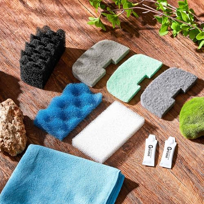 52 Pcs Replacement Filter Media Kit Compatible with Fluval 106/107 Aquarium Filters Include Biological Foams Ammonia Remover Phosphate Pads Nitrite Remover, Towel and Grease - style: 106/107
