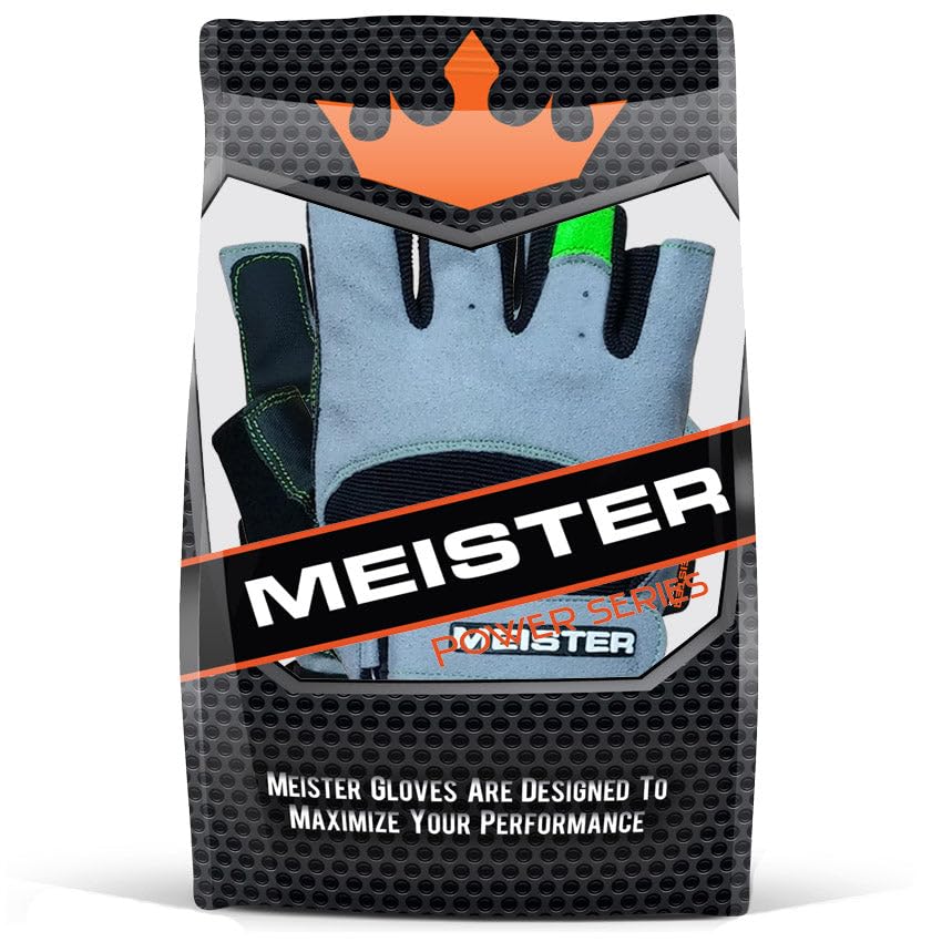 Meister Wrist Wrap Weight Lifting Gloves w/Gel Padding - color: Gray / Neon Green, size: Medium