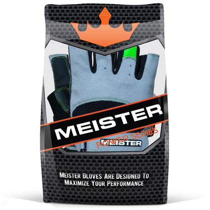 Meister Wrist Wrap Weight Lifting Gloves w/Gel Padding - color: Gray / Neon Green, size: Medium