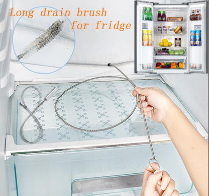 2-Pack Long Pipe Cleaners - 61" & 40" Stainless Steel Tube Cleaning Brush Set, Flexible Sunroof Drain Cleaning Tool for Sink, Refrigerator, Aquarium, Car Maintenance