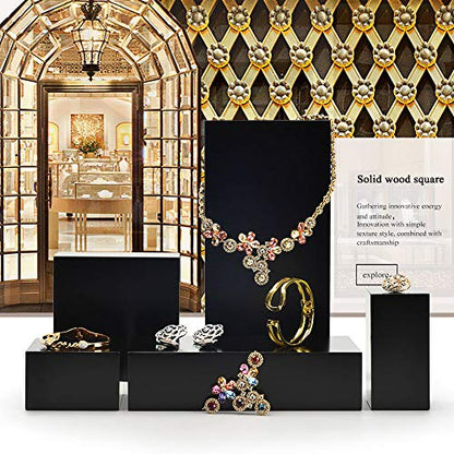 Oirlv Solid Wood Minimalism Style Jewelry Display Stand Showcase Jewelry Organizer Black Square Holder (SM05305) - color: SM05305