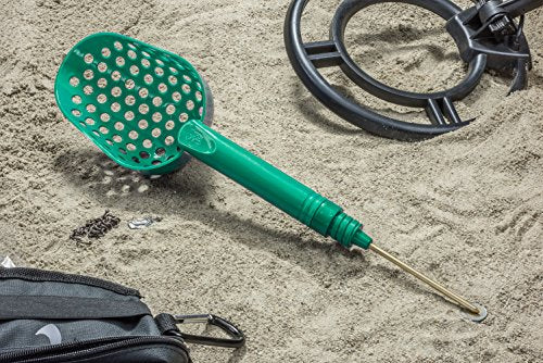 SE 14-Inch Green Sand Scoop with Brass Probe for Gold Panning and Metal Detecting - 2-in-1 Design with 4-1/8 Inch Probe - GP3-SS23GG