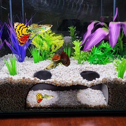 YQN® Underground Tunnels in Aquariums, Caves Hiding Fish Tanks, Ornamental Fish Under Gravel in Fish Tanks, benthic Fish in Streams, Small Fish, Shrimp, and Crabs Hiding in Double-Hole Caves