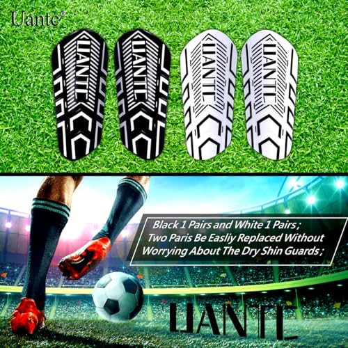 Shin Guards - Soccer Shin Guards with Cushion Protection for Kids/Adults - color: Black and Whtie,Shin Pads 2 Pairs, size: Medium