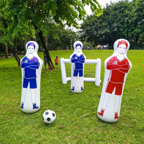 SUNSHINEMALL Inflatable Tackling Dummies for Football Practice Poles,Soccer Training Equipment Wall Dummy Goalkeepr Mannequin Basketball Defender Tumbler for Dribbling Passing Drills - color: Blue