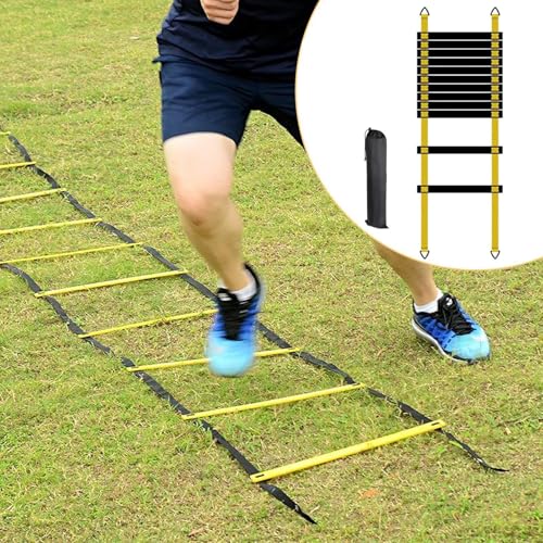 Training Ladder for Footwork Universal Portable Fitness Equipment | Soccer Practice Ladder for Athletes Track and Field Hockey Tennis Badminton - size: 6 meters