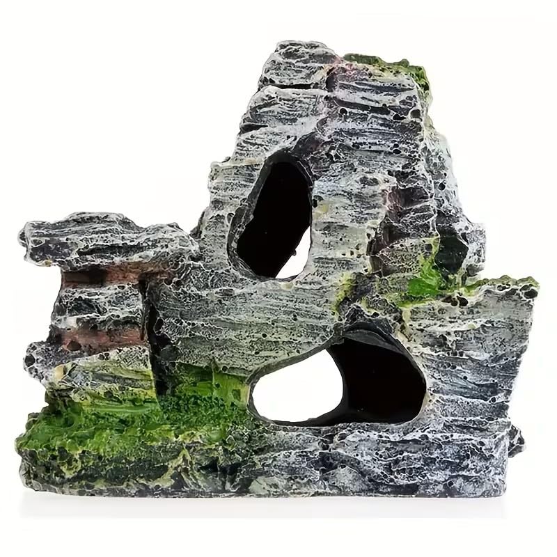 Resin Artificial Rockery Cave - Fish Tank Decoration, Aquarium Landscaping Crafts - color: Grey Fish Tank Castle Style 3