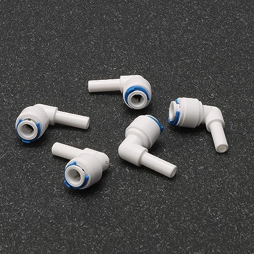 Elbow Water 1/4-Inch Tube Quick Connect Fitting +5 Lock Clips for Reverse Osmosis Filter Pack of 5