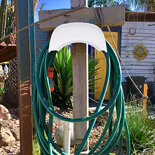 Gardzen 2-Pack Heavy Duty Hose Hanger Wall Mount, Metal Hose Holder, Hook, Rack, Support for Outside, White - size: 2 Pack