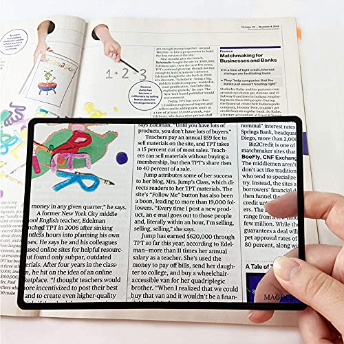 MAGDEPO 3X Page Magnifying Lens 4.75" x 7" Combo-Set 2 Bookmark Magnifier with Ruler & 2 Card Magnifier for Reading Books, Magazine, Newspaper, and People with Low Vision. - color: Combo Set