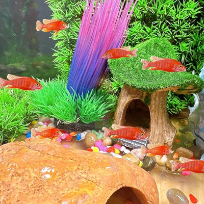 Aquarium Decoration House Resin Hollow Hideout House Moss Cave Betta Fish Log Ornament Tank Hideaway Accessories for Mini Small Fish Shrimp