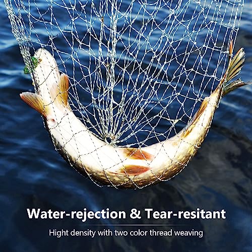 Large Bridge and Pier Fishing Net 32''/39'' Hoop, Foldable Drop Net Pier Fishing for Saltwater with Rope, Landing Net with Nylon Mesh, Collapsible Soft Steel Ring - color: Gray, size: M: 32''×36''
